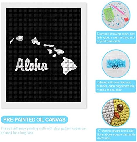 Алоха Хавајска мапа Декоративни комплети за сликање на дијаманти смешни 5д DIY целосна вежба дијамантски точки слики дома декор 16 x20