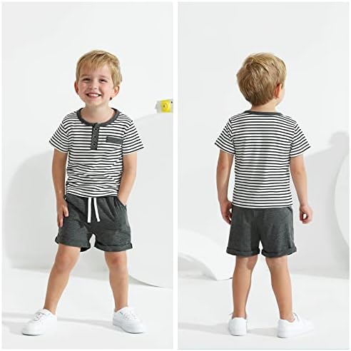 Weixinbuy дете момче летна облека бебе шарени маици врвови+цврсти шорцеви 2 парчиња облеки поставени