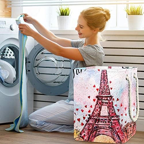 Униси Акварел Париз Франција Ајфеловата Кула Водоотпорен Перење Попречува Склопувачки Корпи За Домашен Организатор Бебе Попречува