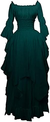 Ренесансен Фустан Женски Средновековен Фустан Од Хемија Селски Блузи Ирски Висок Низок Викторијански Фустан Фустани Со Возбуда Од Рамо