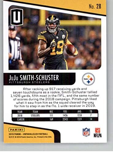 2019 Неправилен фудбал 28 Juju Smith-Shuster Pittsburgh Steelers Официјална трговска картичка NFL Panini