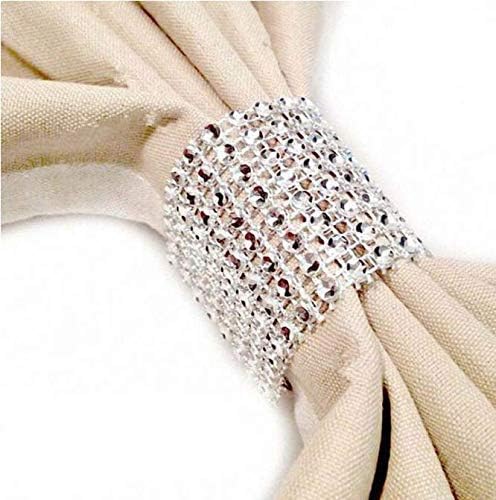 100 парчиња столче од трска прстени од сребрена салфетка прстени со држач за затворање на пластична дијамантска мрежа за лента за лента за