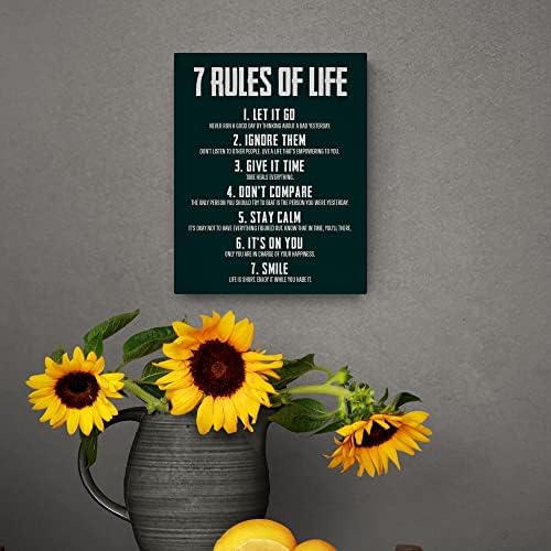 Печатени слики - 7 Правила на живот Мотивационен постер - Инспиративна wallидна уметност - Декор за мотивациони простории -