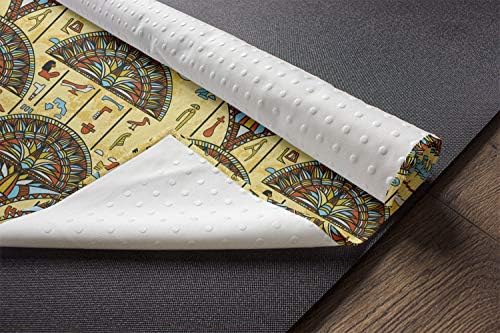 Египетска египетска печатена јога мат пешкир, шарени фолклорични традиционални украси Археологија Тема племенска, нелизгачка