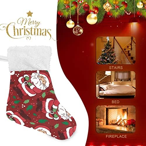 Jstel Божиќ Дедо Мраз Божиќни висечки чорапи 6 пакувања мали Божиќни празници виси чорапи за украси за украси за забави од дрво, 61