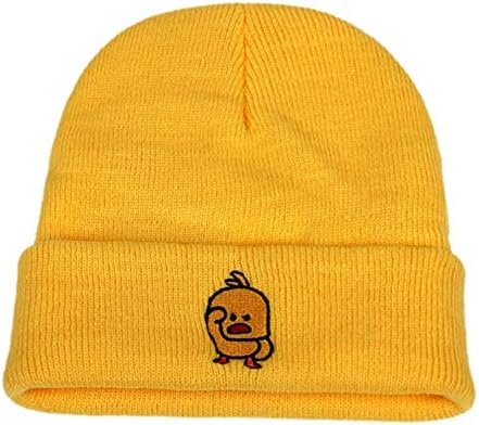 Есенски зимски капи Машки капа за машка капа од женски капа, малку жолти патки цртани модели, плетени пријатни топла капа