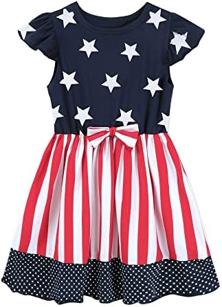 Девојчиња Од Мала рака 4 јули Фустан Здолниште Со Американско Знаме Детска Патриотска Облека Фустани Со Резервоари Без Ракави Без Ракави
