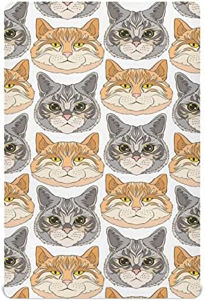 Симпатични мачки за креветчиња за момчиња за момчиња пакуваат и играат чаршафи за дишење мини чаршафи за креветчиња за стандардни