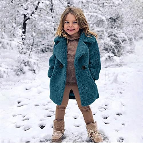 lnmuld 2022 бебе девојки faux крзно цврсто долги палто дете деца зимска руно јакна топла облека за надворешни работи густа рововна палто
