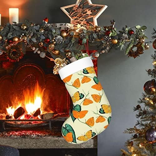 Божиќни чорапи портокалова пеперутка морфо Хелена двострана камин што виси чорапи