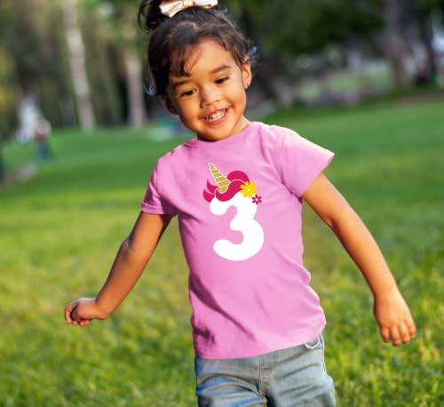 3 -ти роденденска облека облека Еднорог 3 годишно дете од третиот роденден Девојка кошула 3Т