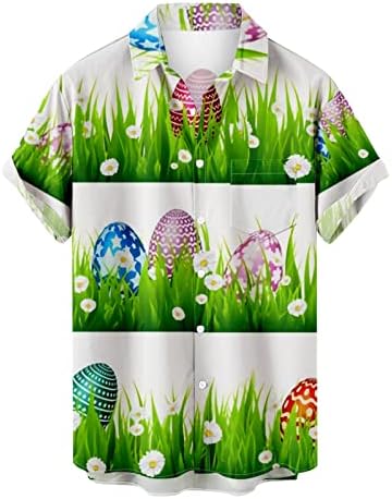 Xipcokm Среќни велигденски маички за мажи слатки зајаче јајца печатени кошули со лапчиња со кратки ракави, палтони, плус маици со