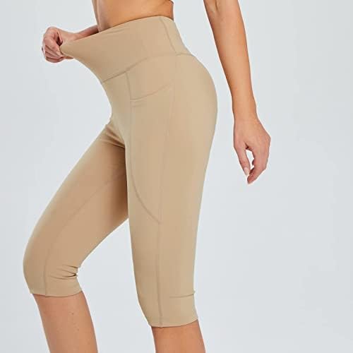 ЈОРАСА СПАНДЕКС Шорцеви жени со ниска должина на издигнување на должината на еластична половината пот кратки обични слаби јога панталони со џебови