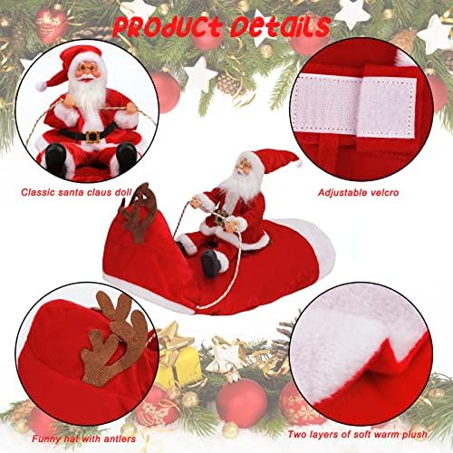 Bwogue Santa Dog Coxume Божиќно милениче облека Дедо Мраз возење миленичиња костуми костуми забава облекување кучиња мачки облека