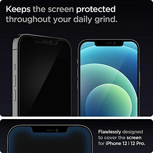 Спиген Калено Стакло Заштитник На Екранот [GlasTR EZ FIT] дизајниран за iPhone 12 / iPhone 12 Pro [ Случај Пријателски] - 2 Пакет