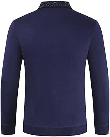XXBR плетени кошули за мажи, предно копче на копчето Lapel Поло кошула со долги ракави деловни деловни врвови на волна од пад на волна