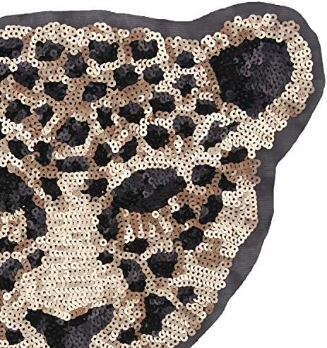 Шие на леопард реверзибилни секвенци лепенка везени брадавички закрпи за облека за DIY облека маица растителни фармерки јакна