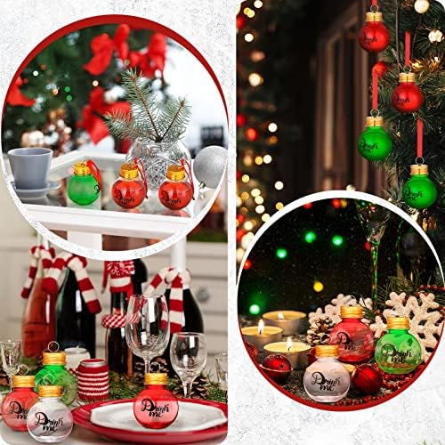 21 парчиња Божиќни топчиња за алкохол Божиќни пополнети орнаменти од дрво, мали чисти Божиќни топки пластични пополнети украси што висат празнично