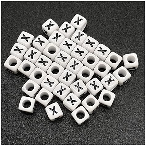 Zzyinh an312 100pcs 6x6mm букви мониста x квадратни облици азбуки од азбуки привлечни нараквици ѓердан за накит за правење
