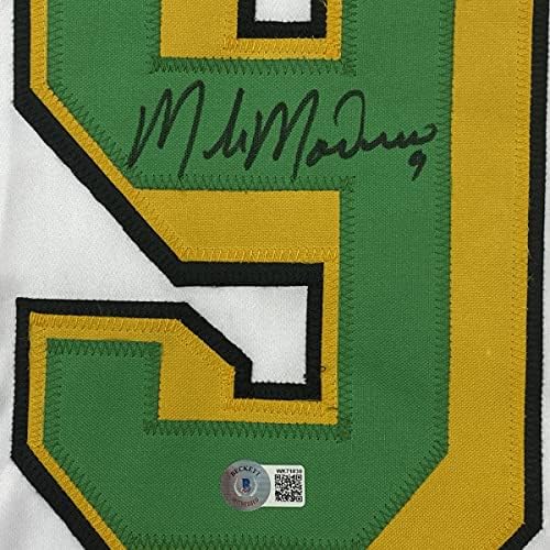 Автограмиран/потпишан Мајк Модано Минесота Белиот хокеј Jerseyерси Бекет Бас Коа