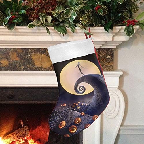 Msguide Кошмар пред Божиќните божиќни чорапи со кадифен манжетен, големо висино порибување за семеен празник Божиќна забава Декорација