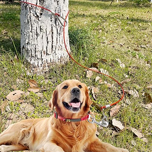 Mi METTY CHEW DECOF DOG LEASH, 5FT TIE OUT OUT CABLE со одвојлива рачка за кратки кучиња, што не е кабел со кабел, плетенка од кабел за тренинг