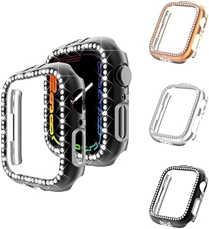 Заштитник случај компатибилен со Apple Watch Series 8 7 45mm, Yuvike заштитен компјутер Bling Cover Diamond Rhinestone сјај