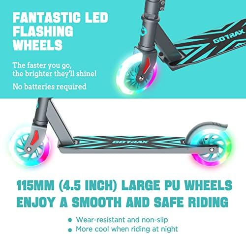 Скутер за Удар Gotrax KX5, 3 Прилагодливи Височини И 5 Трепкачки Тркала Детски Скутер, Лесен Скутер Од Алуминиумска Легура За Деца Момчиња Девојчиња