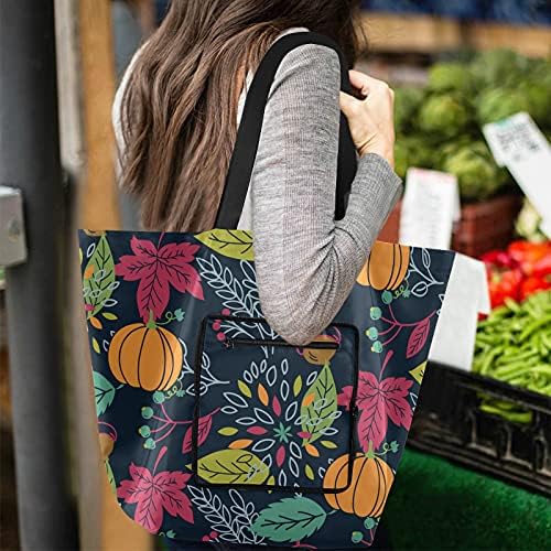 Есенски есенски лисја тикви тикви преклопени раменици торбички торбички за еднократна употреба на намирници со тешка школа торба торба за шопинг