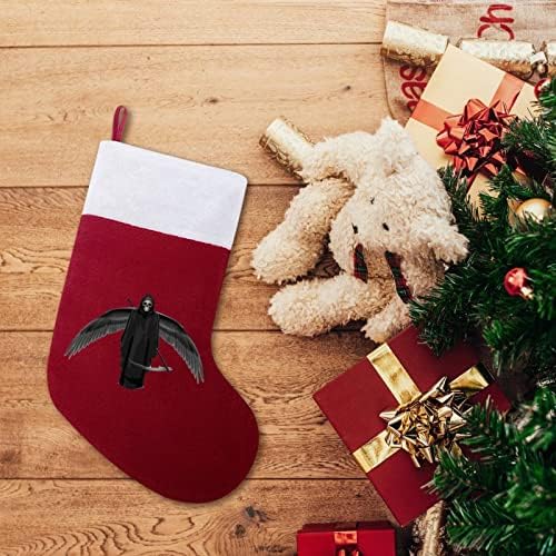 Смрт Грим Рипер божиќни чорапи за порибување со кадифен камин што виси за Божиќно дрво