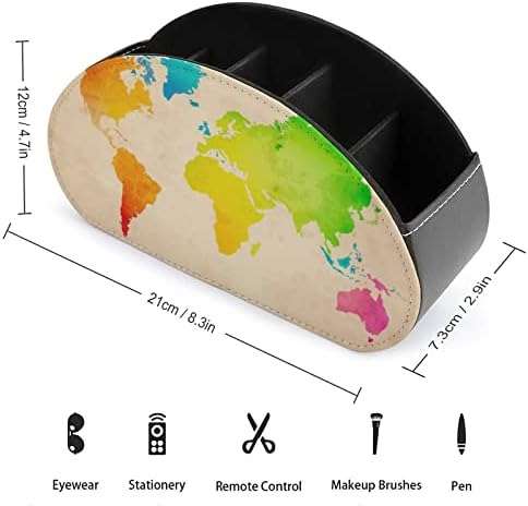 Гроздобер Глобална мапа ТВ далечински управувач за далечински управувачи за шминка кутија PU кожа складирање домашна продавница со