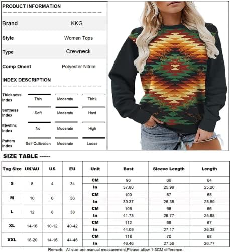 Геометриски принт на женски ацтеки со долг ракав врвот симпатична западна каубојка облека маица пулвер џемпери за џемпери