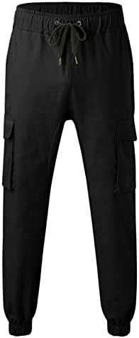 Панталони за тренингот Xiaxogool, мажи со карго панталони лесни тактички џогер на отворено, тенок фит џемпери повеќе џебови