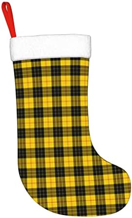 Cutedwarf Yellow and Grey Buffalo Plaid Cristma Codrings Божиќни украси на дрво Божиќни чорапи за Божиќни празнични забави подароци