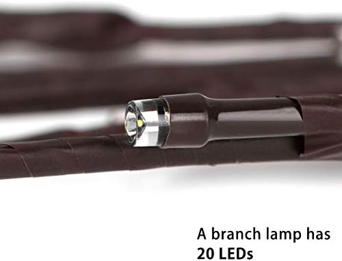 LXCOM осветлување светла 6 пакувања кафеави завиткани осветлени гранки на гранчиња 20 LEDOS светла светла батерија напојување со врба од дрво