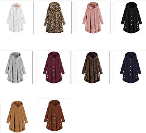 Andongnywell Womenените палто Обично двојно лице Fuzzy Faux Couts Топли зимски јакни за надворешна облека со џебови