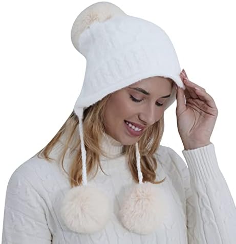 Женски зимски топло плетено капаче волна капа, дами, симпатична есен и зимска кадифен плетен мек капа, уво флапер капа, жени