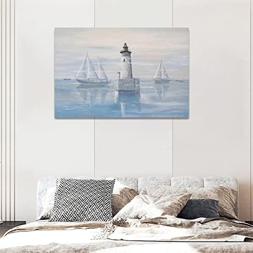 Светилник Наутички wallид уметност Океан тема едрење брод светла светла слики wallид декор крајбрежна плажа морско платно платно отпечатоци