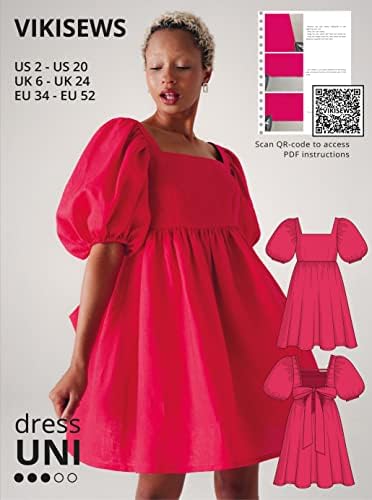 Модели за шиење на Викисејс за жени - Уни Облека за шиење на фустани за жени, големина US2 - US20 плус големина - Соодветно за почетници со
