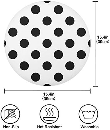 Алаза Полка точка црна бела тркалезна пласмати за трпезариска табела Поставете сет од 4 поставки за табели за табели за табели за домашна декорација