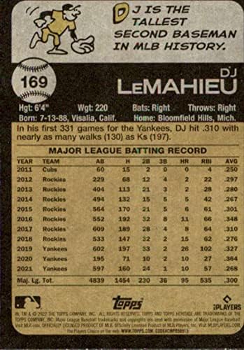 2022 година Херитиџ Топс 169 DJ Lemahieu New York Yankees MLB Baseball Base Trading Card