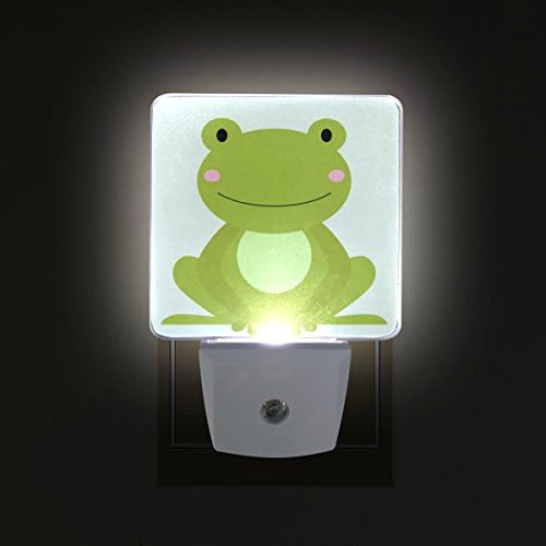Наинл сет од 2 симпатични зелени жаби цртан филм животински автоматски сензор LED самрак до зори ноќен светлосен приклучок во затворен простор