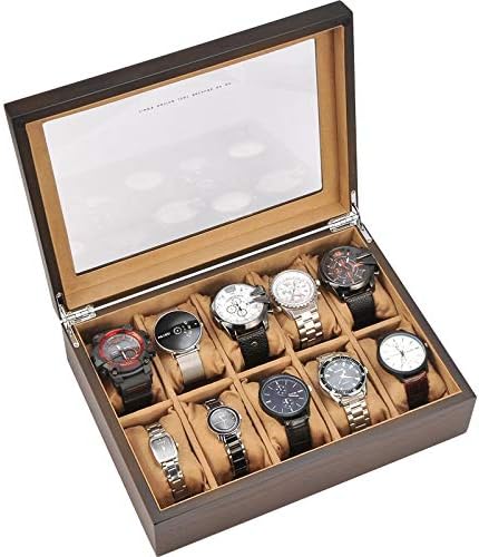 Организатор за декорација на декорација на дрвени луксузни часовници, транспарентно правоаголно складирање кутија, опсег на свадбени