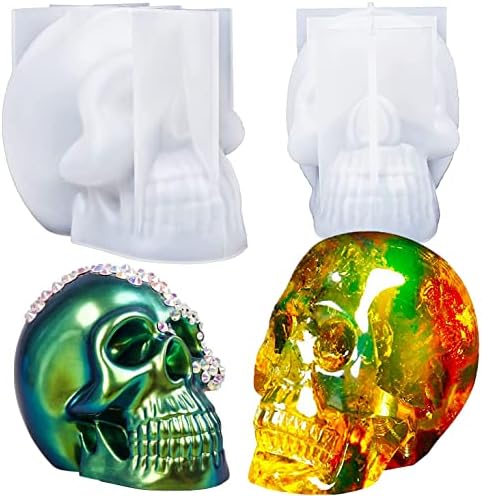 Силиконски 3Д калапи за череп, епоксиден мувла за кастинг од смола, правење свеќи, сапун, надворешна забава за резерви на скелети за дома