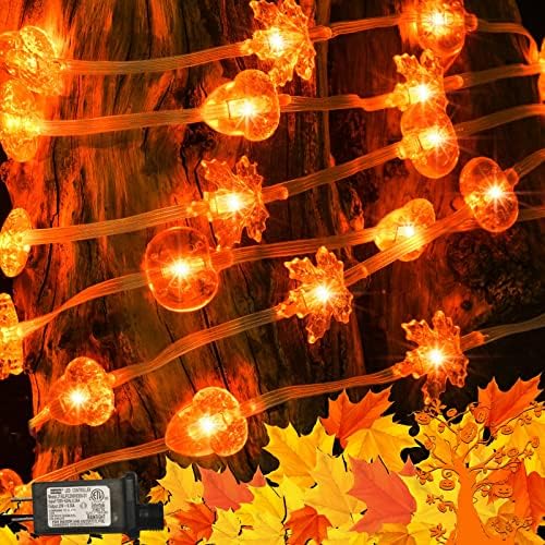 LEDIDO 70 LED LED портокалови есенски светла, 32,4ft жици светла за Ноќта на вештерките на отворено со тиква од јавор од тиква,