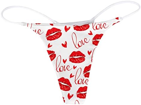 Iius Valentines Секси грло за жени за срцев печатење t-back долна облека Непослушен лигавски ленти за истегнување на ниско ниво на половината