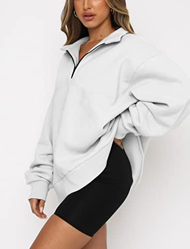 Женски преголем кадифен пуловер со долги ракави џемпери четвртина патент худи