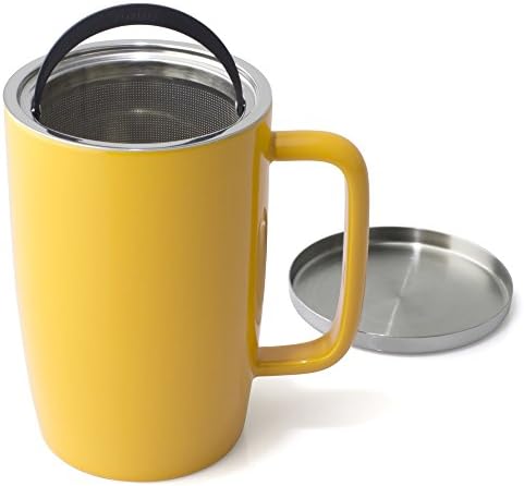 Forlife Dew Glossy Finish Brew-in-Mug со инфузер за корпи и не'рѓосувачки капак од „огледало“ 18 мл., Мандарински