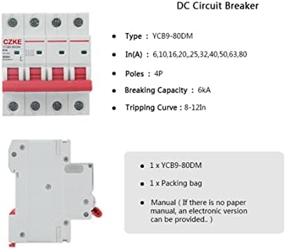 MGTCAR YCB9-80DM 4P 6KA DC 1000V DC прекинувач на кола што се користи за заштита на безбедноста на фотоволтаичниот систем