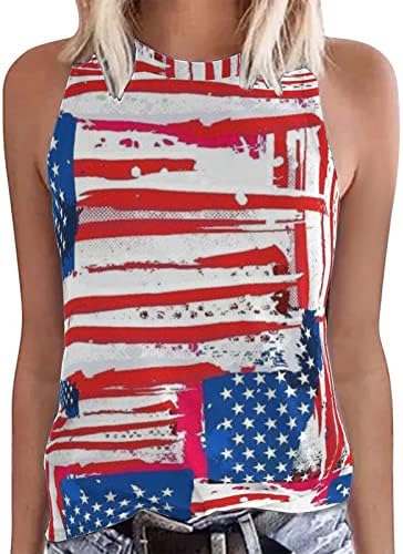4 -ти јули кошули жени графички резервоар врвни обични американско знаме блузи starsвезди шарени кошули за печатење елек - Ден на